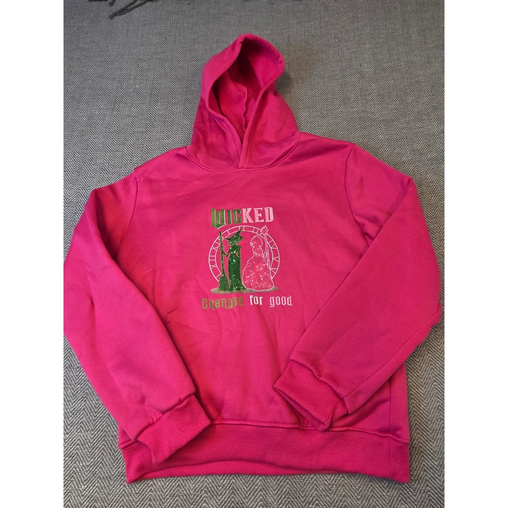 Women's Hoodie S Hot Pink Wicked Musical Changed For Good Graphic Print Pullover